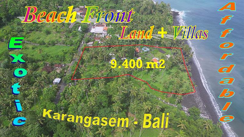 Magnificent Beachfront land for sale in East Bali, Free Villas on Site